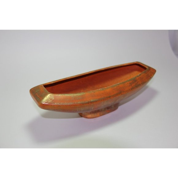 Vintage Freeman McFarlin Orange and Gold MCM Orange Planter | 1960's - Picture 1 of 6